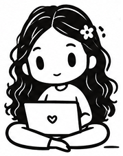 Sitting with laptop illustration